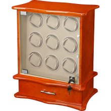 High Quality Diplomat Burlwood 9+10 Watch Automatic Winder Box W/ Storage Drawer