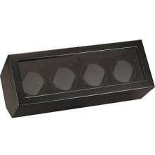 High Quality Diplomat Matte Black Quad 4 Watch Automatic Winder Box