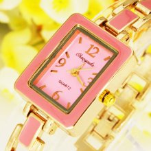 Hot 1pcs Cute Fashion Style Pink Dial Square Lady Girl Quartz Wristwatch, G2pk