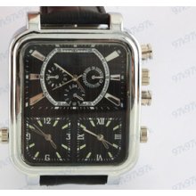 Hot Black Punk Men's Wrist Watch 3 Dials Movements Quartz Sce-0257-black