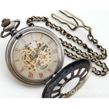 Hot Mechanical Hollow Pocket Watch Archaize Bronze Ne24