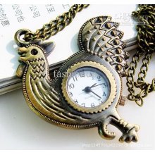 Hottest Vintage Pocket Watch Brass Cock Necklace Pendant Women's Gif