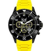 Ice-Watch Chronograph Black And Yellow Big Silicone Watch Ch.By.B.S