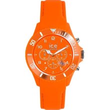 Ice-Watch Mens Ice-Chrono Matte Chronograph Stainless Watch - Orange Leather Strap - Orange Dial - CHM.FO.B.S.12