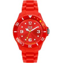 Ice-Watch Unisex Quartz Watch With Red Dial Analogue Display And Red Silicone Strap Wo.Cn.B.S.12