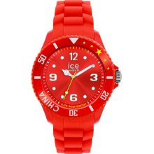 Ice-Watch Unisex Quartz Watch With Red Dial Analogue Display And Red Silicone Strap Wo.Cn.B.S.12