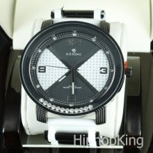 Icy Black White Cee Lo Sporty Custom Watch Silicone Band Quartz Movement