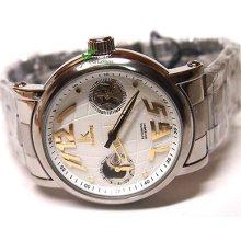 Ik The Earth Globe Automatic Mechanical 567 White Steel Watch Wrist Men Ball