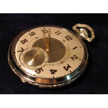 Illinois Precise 17j 12s 14k White Gold Filled Pocket Watch, Fancy Case