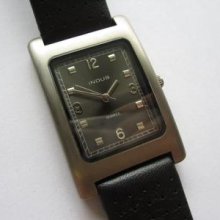 Indus Titanium Rectangle Quartz Grey Dial Gents Watch N.o.s Running
