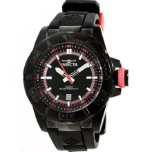 Invicta 12164 Men $695 Pro Diver Black Dial Quartz Red Accent Polyuretahne Watch