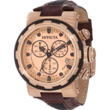 Invicta Mens 11235 Reserve Chronograph Rose Gold Tone Dial Brown Leather Watch