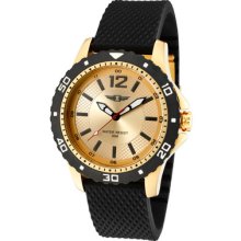 Invicta Men's Gold Dial Black Textured Silicone