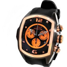 Invicta Men's Lupah Revolution Chronograph Stainless Steel Case Black Rubber Strap Black and Orange Dial 10065