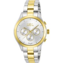 Invicta Womens Angel Silver Dial Multifunction Dual Time Two Tone Watch 13725
