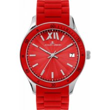 Jacques Lemans Unisex Rome Sports Wrist Watch 1-1622D With Red Silicone Strap