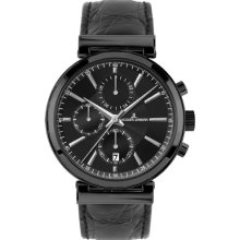 Jacques Lemans Verona 1-1699C Men's Chronograph Black Leather Strap Watch