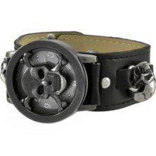 Jolly Roger Pirate Skull Quartz Watch Black Strap Gray