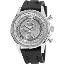 Joshua & Sons Watches Men's Silver Tone Dial Black Silicon Black Silic
