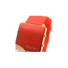 julius jae004 red dial window watch band golden clasp jelly digital le