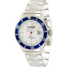 K&bros Mens Ice-time Day White Dial Blue Bezel Watch 9379-3