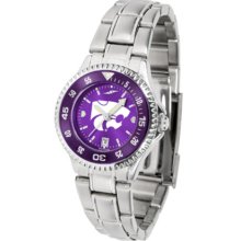Kansas State Wildcats Competitor AnoChrome Ladies Watch with Steel Band and Colored Bezel