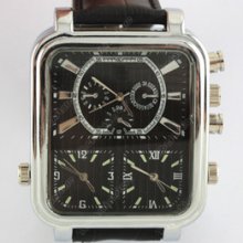 Kdq11 Black Punk Men's Wrist Watch 3 Dials Movements Quartz Sce-0257-black