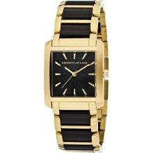 Kenneth Jay Lane Watches Women's Black Dial Gold Tone IP Stainless Ste
