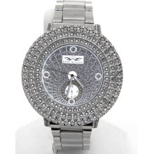King Master 143M 123 CZ Stone Silver-tone Stainless Steel Men's Watch