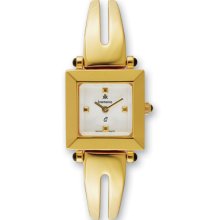 Kremena Ladies Gold-Pltd Wht Swiss Quartz 22X22Mm Bangle Watch XWA170