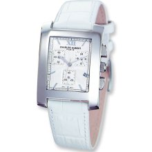 Ladies Charles Hubert White Leather White 30x34mmDial Chronograph Watch