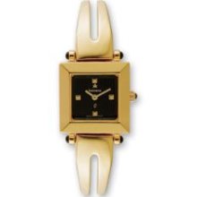 Ladies Gold-Pltd Blk Swiss Quartz 22X22Mm Bangle Watch
