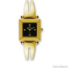 Ladies Kremena Gold-pltd Blk Swiss Quartz 22x22mm Bangle Watch