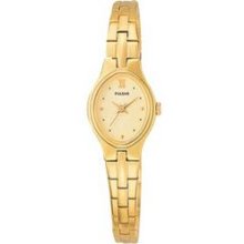 Ladies Pulsar Dress Gold Watch W/ Oval Face