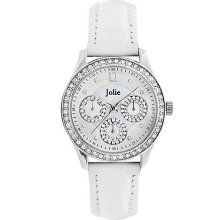 Ladies' Silver Round Crystal Watch