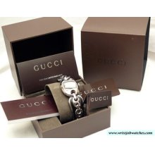 Ladies Swiss Steel Gucci Marina 121.5 Buckle Bracelet Watch & Gucci Box + Papers