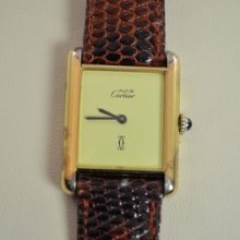 Ladies Vintage Cartier Gold Plated Sterling Silver 925 Manual Wind Needs Service