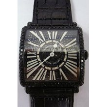 Large Franck Muller Master Square Black Diamond 6002MQZNRRDCD Watch