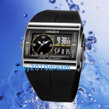 Led Alarm Multifunction Boys Mens Sport Quartz Stop Watch Ohsen Digital Gift