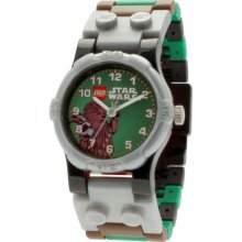 Lego Boy's Star Wars Chewbacca Quartz Watch With Green Dial Analogue Display And Multicolour Plastic Strap 9001116
