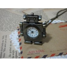 Little Robot Pocket Watch Necklace - Antique - Gift