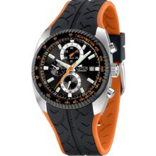 Lotus Men's Quartz Watch With Black Dial Chronograph Display And Black Rubber Strap 15423/2