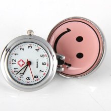 Lovely Nurse Pocket Clip Pendant Type Gift Watch Analog Lady's Pink Face