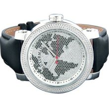 Luxurman Watches World Map Mens VS Diamond Watch