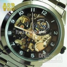 Luxury Men`s Hollow Carved Mark Automatic Stainless Steel Mechanical