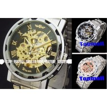 Luxury Men Skeleton Automatic Self-winding Mechanical Wrist Watch Xmasgift