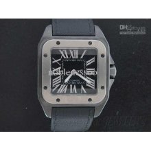 Luxury Mens Watch Sport Santos 100 Automatic Black Dial Wristwatch W