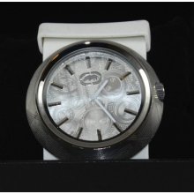 Marc Ecko E11534g2 Men's The Eero Silver Dial On White Silicone Strap Watch