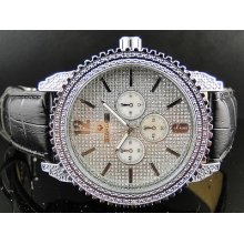 Men Ice Time 12 Real Genuine Diamond White Gold Finish Watch Full Illusion Sg-01