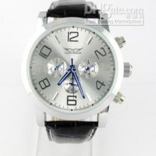 Men Leather Watch Automatic Timewalker Mechanical White Dial Stainle